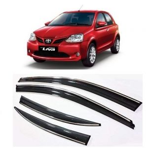 rain window door visor wind deflectors For Etios Liva - black